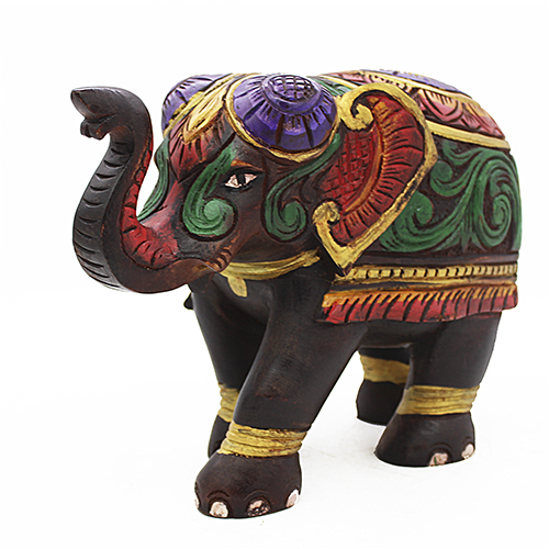 Colourful Wooden Carved Elephant 