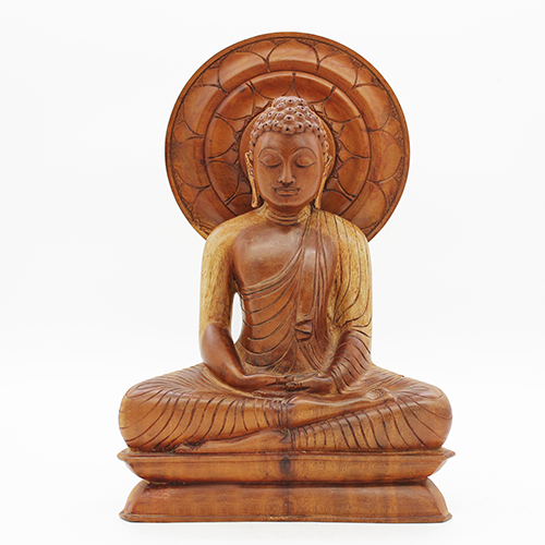 Seated Buddha Statue With Lotus Halo