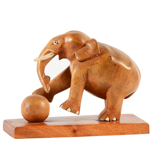 Palu Wood Elephant with a Ball