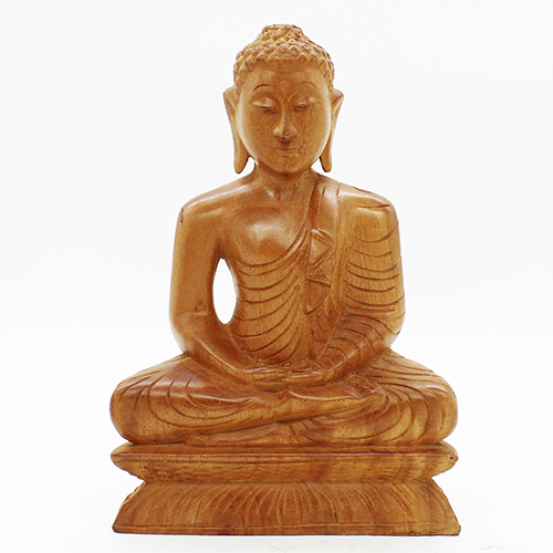 Wooden Carved Buddha Statue - Medium
