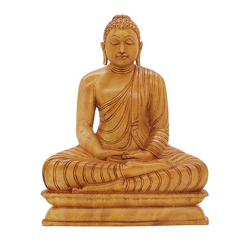 Mahogany Wooden Carved Buddha Statue - Large 
