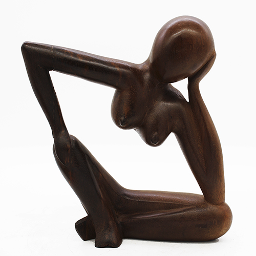 Handcrafted Wood Female abstract Sculpture - thinking Of You