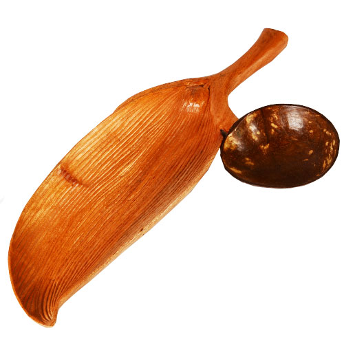 Wooden Leaf Tray With Cup